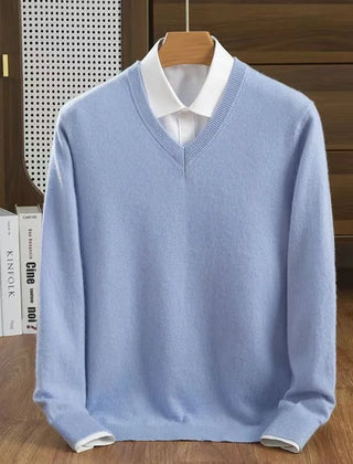 Men's V-Neck Sweater Relaxed Fit Long Sleeve Classic Casual Everyday