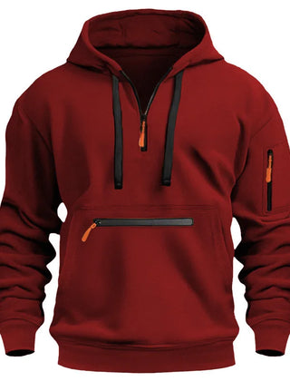 Men's Hooded Zip-Up Sweatshirt Relaxed Fit Long Sleeve Casual Everyday