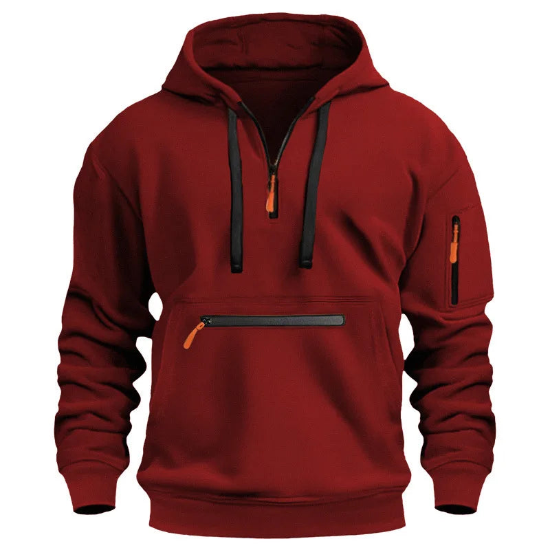 Men's Hooded Zip-Up Sweatshirt Relaxed Fit Long Sleeve Casual Everyday