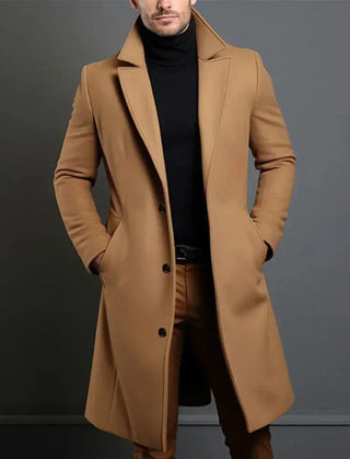 Men's Tailored Overcoat Classic Fit Notched Collar Button Closure Outerwear