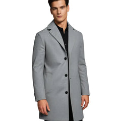 Men's Tailored Overcoat Classic Fit Notched Collar Button Closure Outerwear