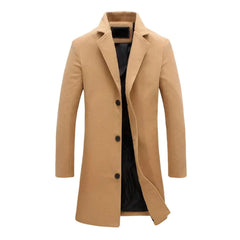 Men's Tailored Overcoat Classic Fit Notched Collar Button Closure Outerwear
