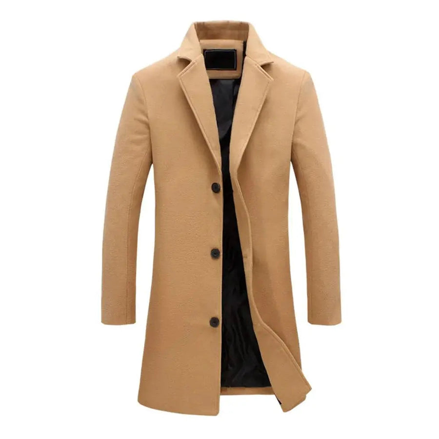 Men's Tailored Overcoat Classic Fit Notched Collar Button Closure Outerwear