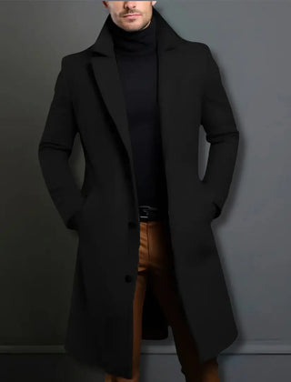 Men's Tailored Overcoat Classic Fit Notched Collar Button Closure Outerwear