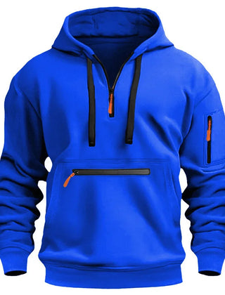Men's Hooded Zip-Up Sweatshirt Relaxed Fit Long Sleeve Casual Everyday