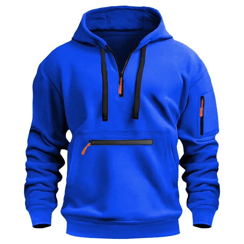 Men's Hooded Zip-Up Sweatshirt Relaxed Fit Long Sleeve Casual Everyday