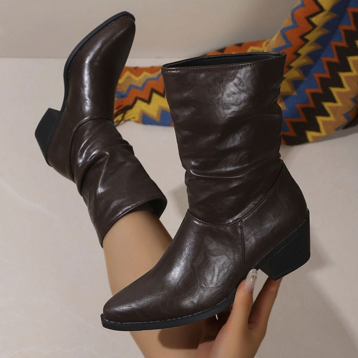 Women's Ankle Boots Block Heel Pointed Toe Stylish Everyday Footwear