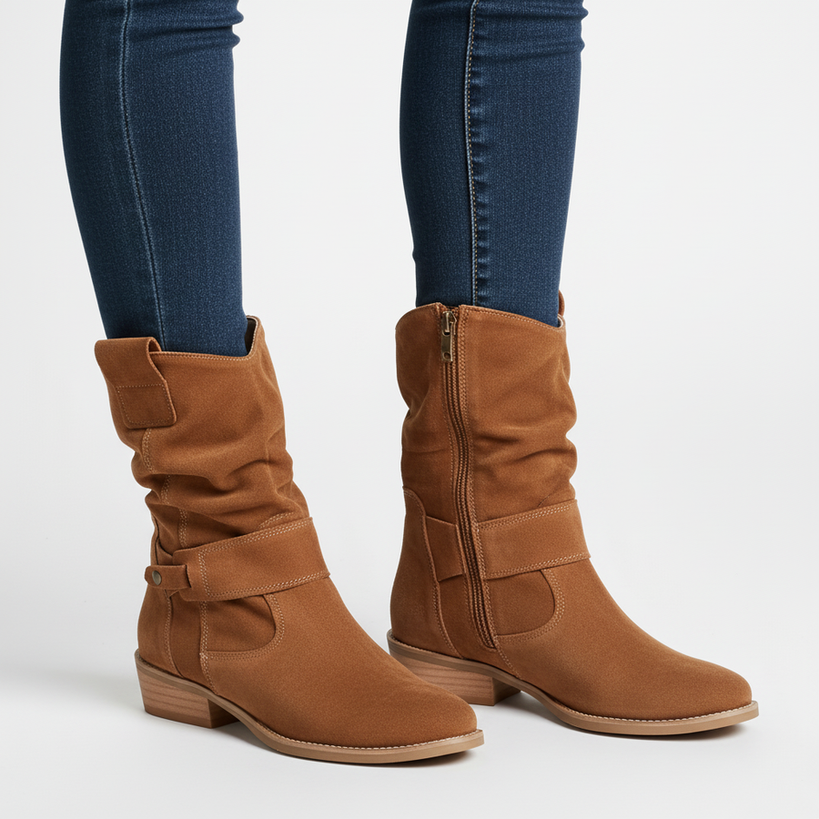 Women's Slouchy Ankle Boots Block Heel Strappy Casual Everyday Wear