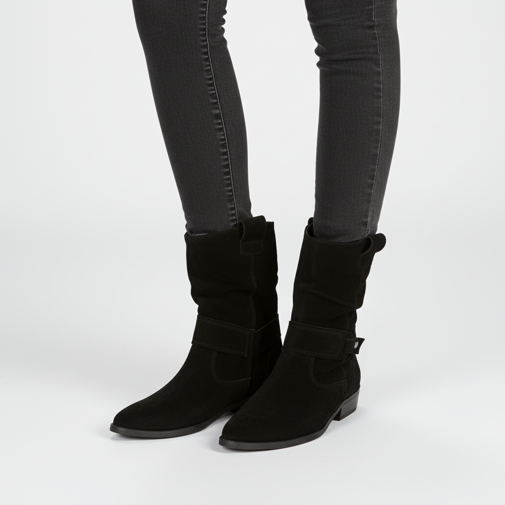 Women's Slouchy Ankle Boots Block Heel Strappy Casual Everyday Wear