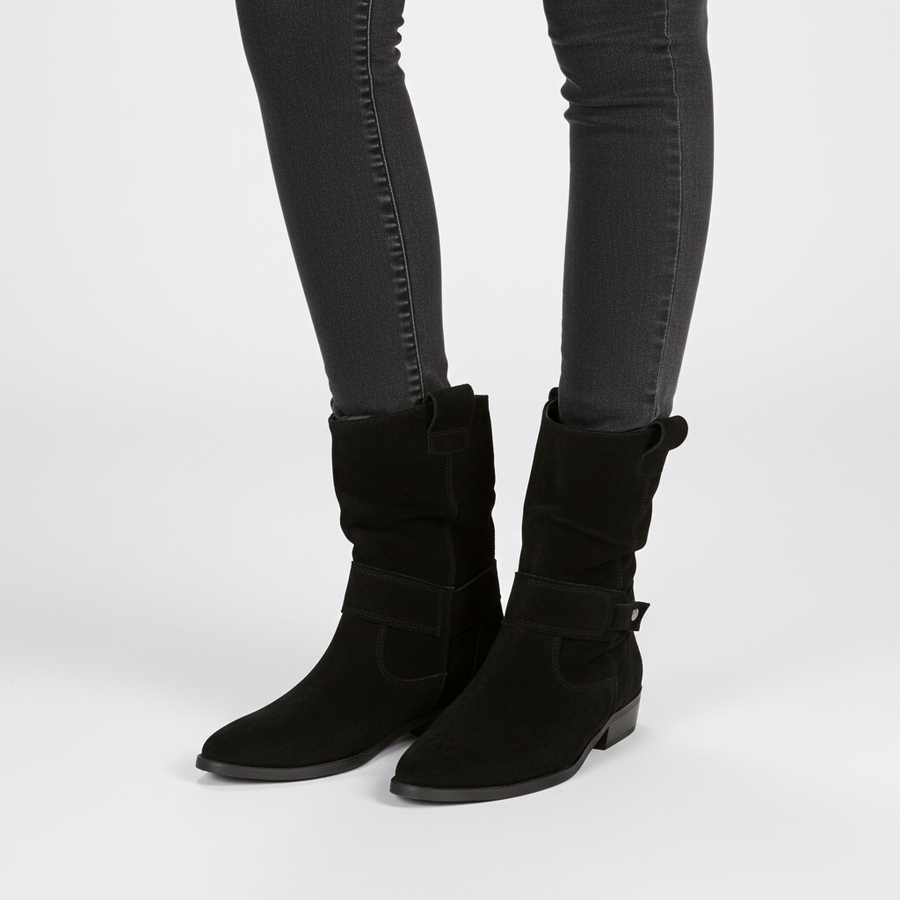 Women's Slouchy Ankle Boots Block Heel Strappy Casual Everyday Wear