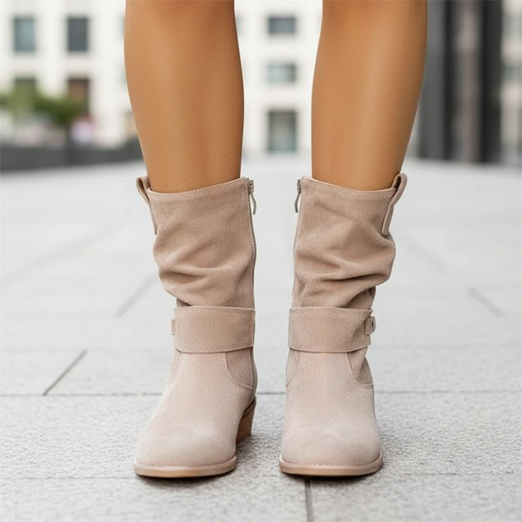 Women's Slouchy Ankle Boots Block Heel Strappy Casual Everyday Wear