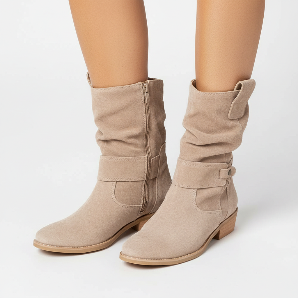 Women's Slouchy Ankle Boots Block Heel Strappy Casual Everyday Wear