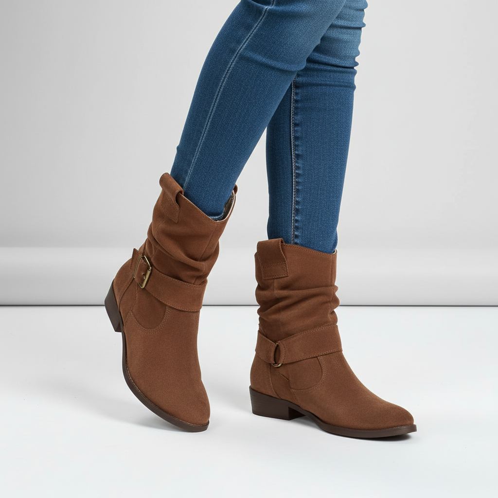 Women's Slouchy Ankle Boots Block Heel Strappy Casual Everyday Wear