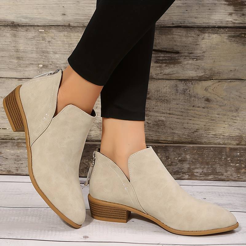 Women's Suede Ankle Boots Pointed Toe Block Heel Stylish Everyday Wear