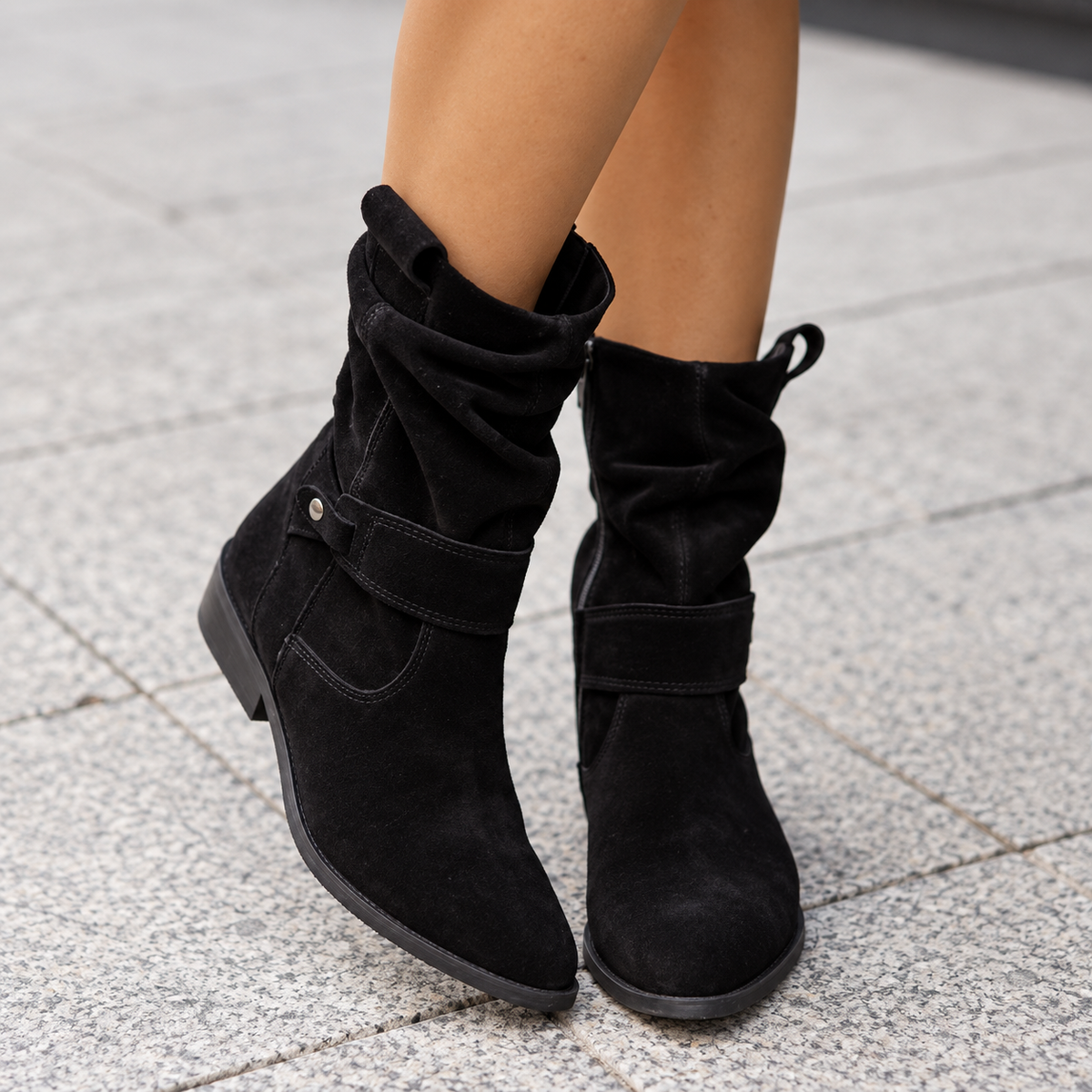 Women's Slouch Ankle Boots Block Heel Stylish Casual Everyday Wear