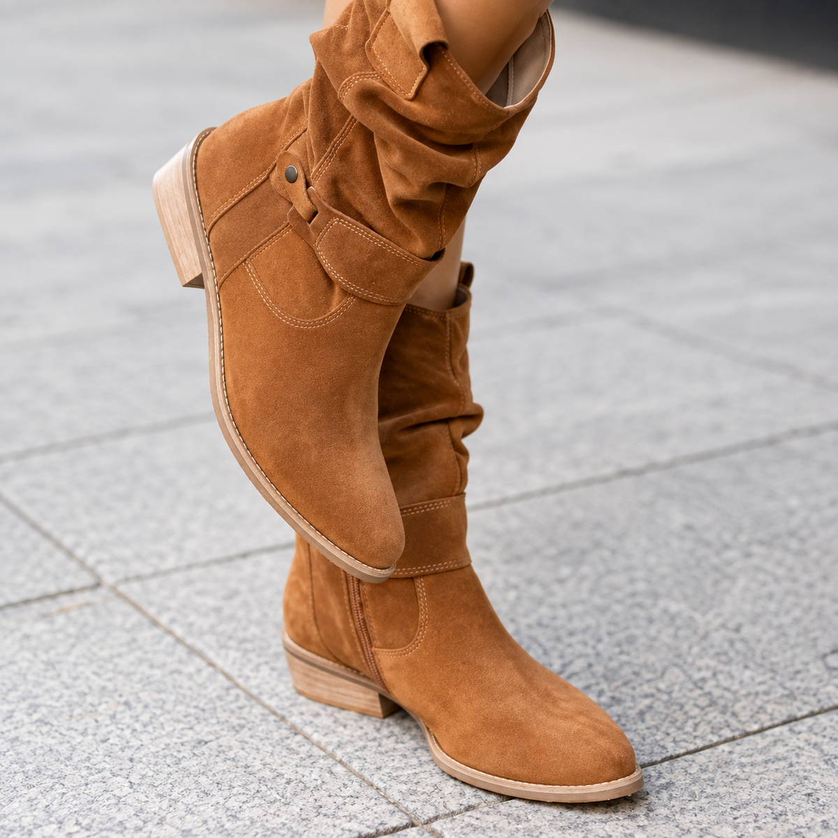 Women's Slouch Ankle Boots Block Heel Stylish Casual Everyday Wear