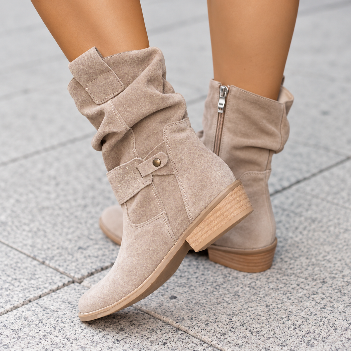 Women's Slouch Ankle Boots Block Heel Stylish Casual Everyday Wear