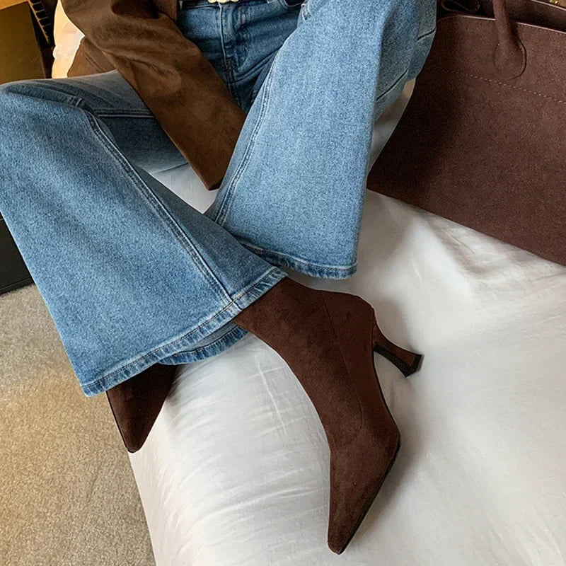 Women's Pointed Toe Heeled Ankle Boots Stiletto Heel Chic Stylish Evening
