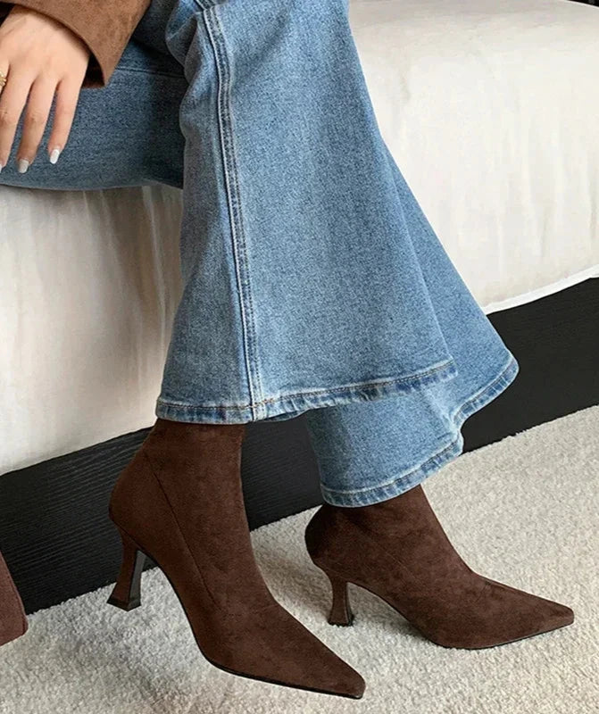 Women's Pointed Toe Heeled Ankle Boots Stiletto Heel Chic Stylish Evening
