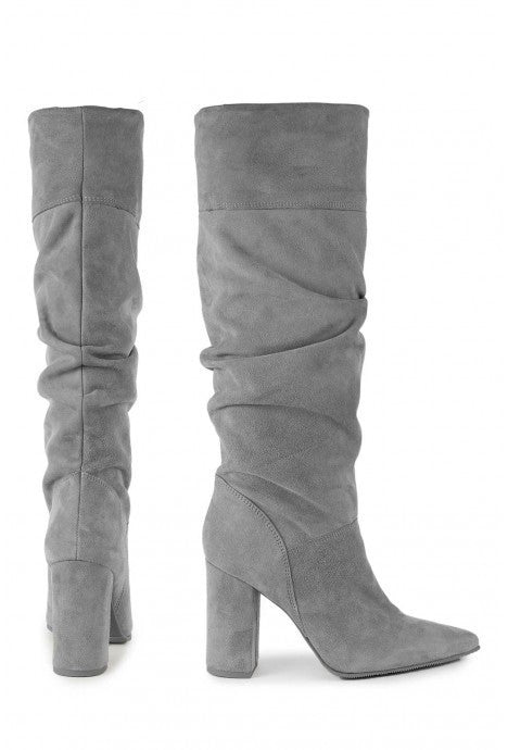 Women's Slouchy Knee High Boots Block Heel Stylish Casual Footwear