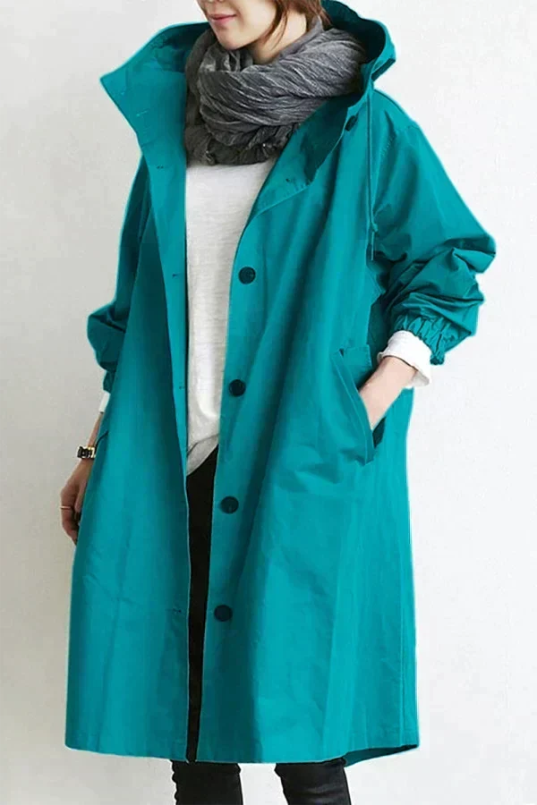 Women's Oversized Trench Coat Waterproof Long Sleeve Relaxed Fit Stylish Outerwear