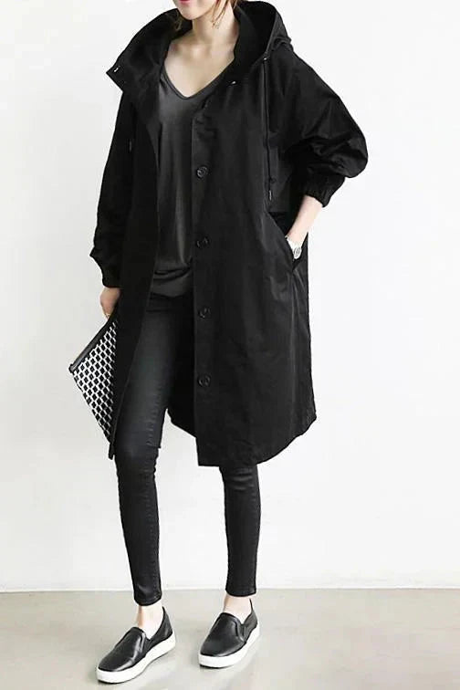 Women's Oversized Trench Coat Waterproof Long Sleeve Relaxed Fit Stylish Outerwear