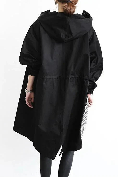 Women's Oversized Trench Coat Waterproof Long Sleeve Relaxed Fit Stylish Outerwear