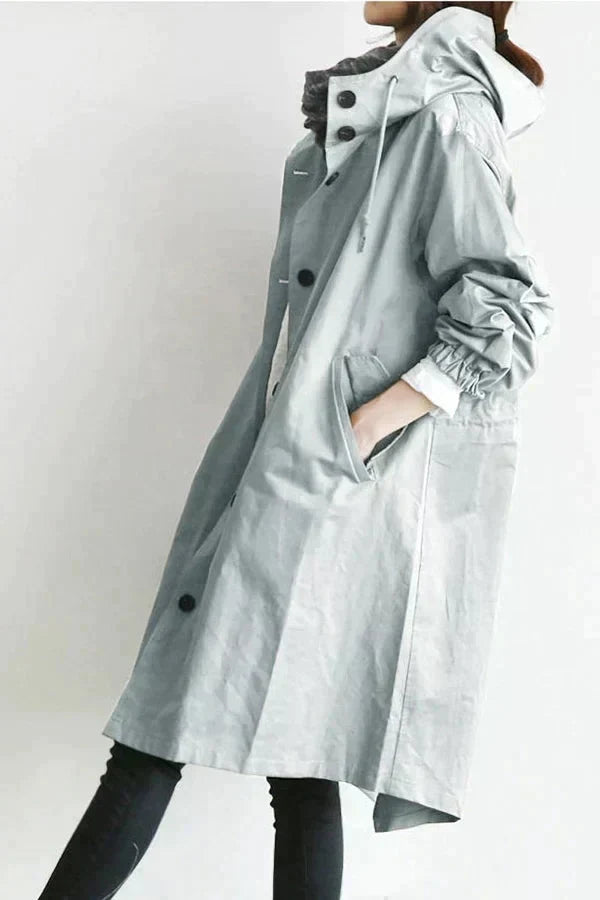 Women's Oversized Trench Coat Waterproof Long Sleeve Relaxed Fit Stylish Outerwear