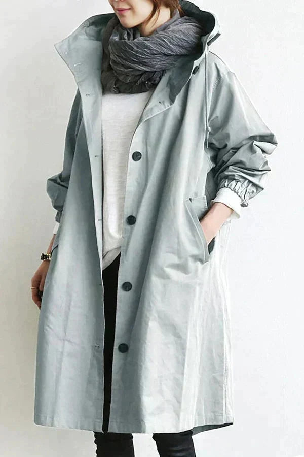 Women's Oversized Trench Coat Waterproof Long Sleeve Relaxed Fit Stylish Outerwear