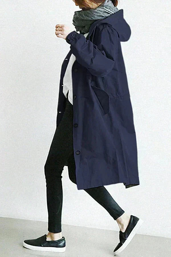 Women's Oversized Trench Coat Waterproof Long Sleeve Relaxed Fit Stylish Outerwear