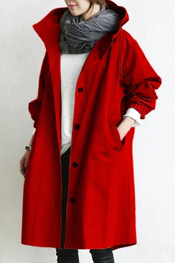 Women's Oversized Trench Coat Waterproof Long Sleeve Relaxed Fit Stylish Outerwear