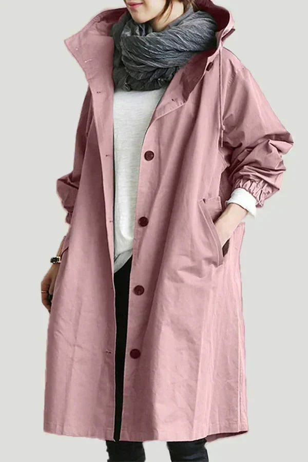 Women's Oversized Trench Coat Waterproof Long Sleeve Relaxed Fit Stylish Outerwear