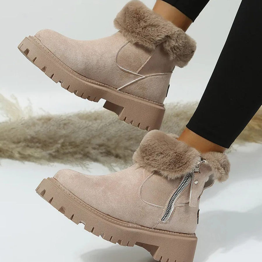 Women's Ankle Boots Fluffy Collar Casual Winter Style Everyday Wear