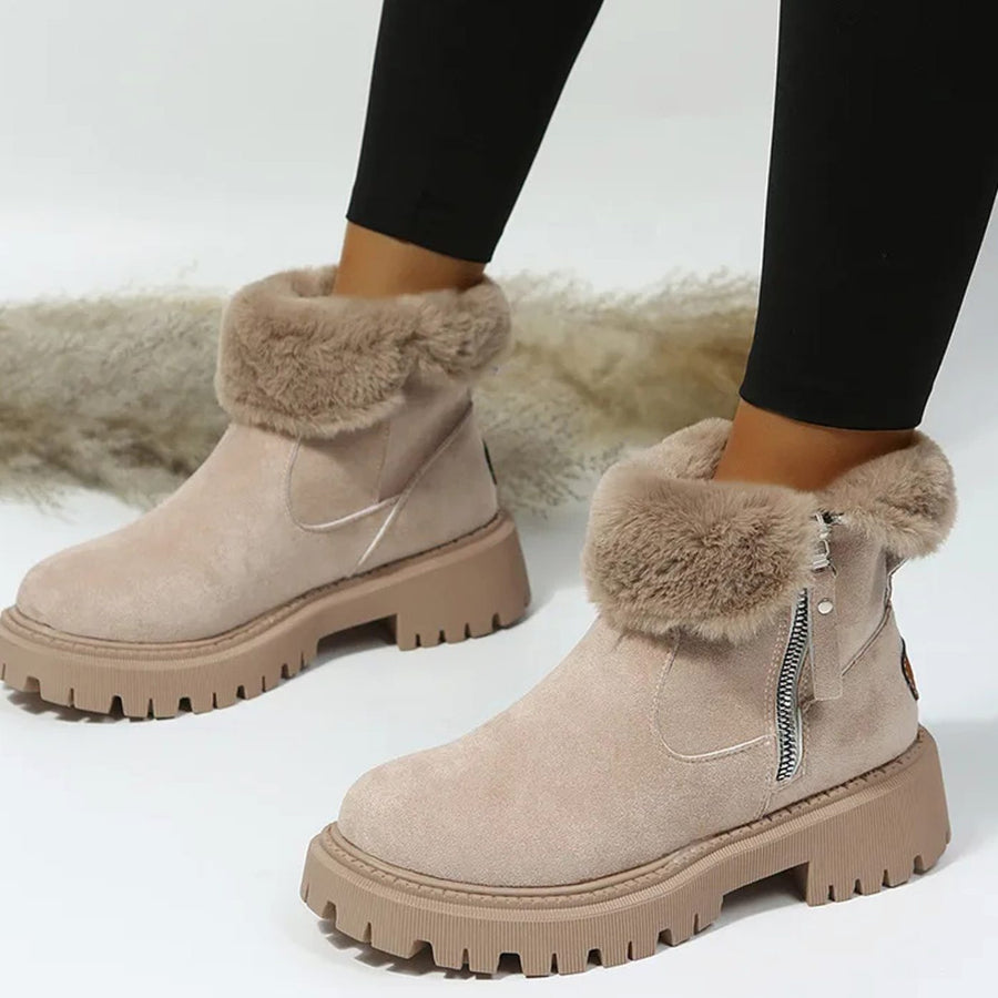 Women's Ankle Boots Fluffy Collar Casual Winter Style Everyday Wear