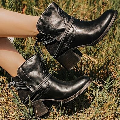 Women's Ankle Boots Wrap Lace Detail Block Heel Stylish Everyday Footwear