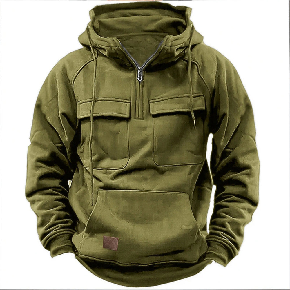 Men's Tactical Hoodie Relaxed Fit Long Sleeve Adjustable Hood Outdoor Performance