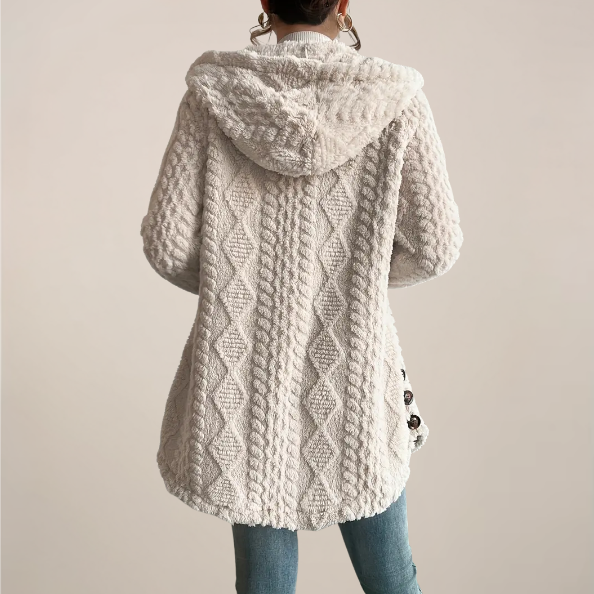 Women's Oversized Knit Cardigan Hooded Long Sleeve Button Closure Casual