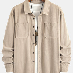 Men's Long-Sleeve Overshirt Button-Up Pocketed Casual Everyday Style