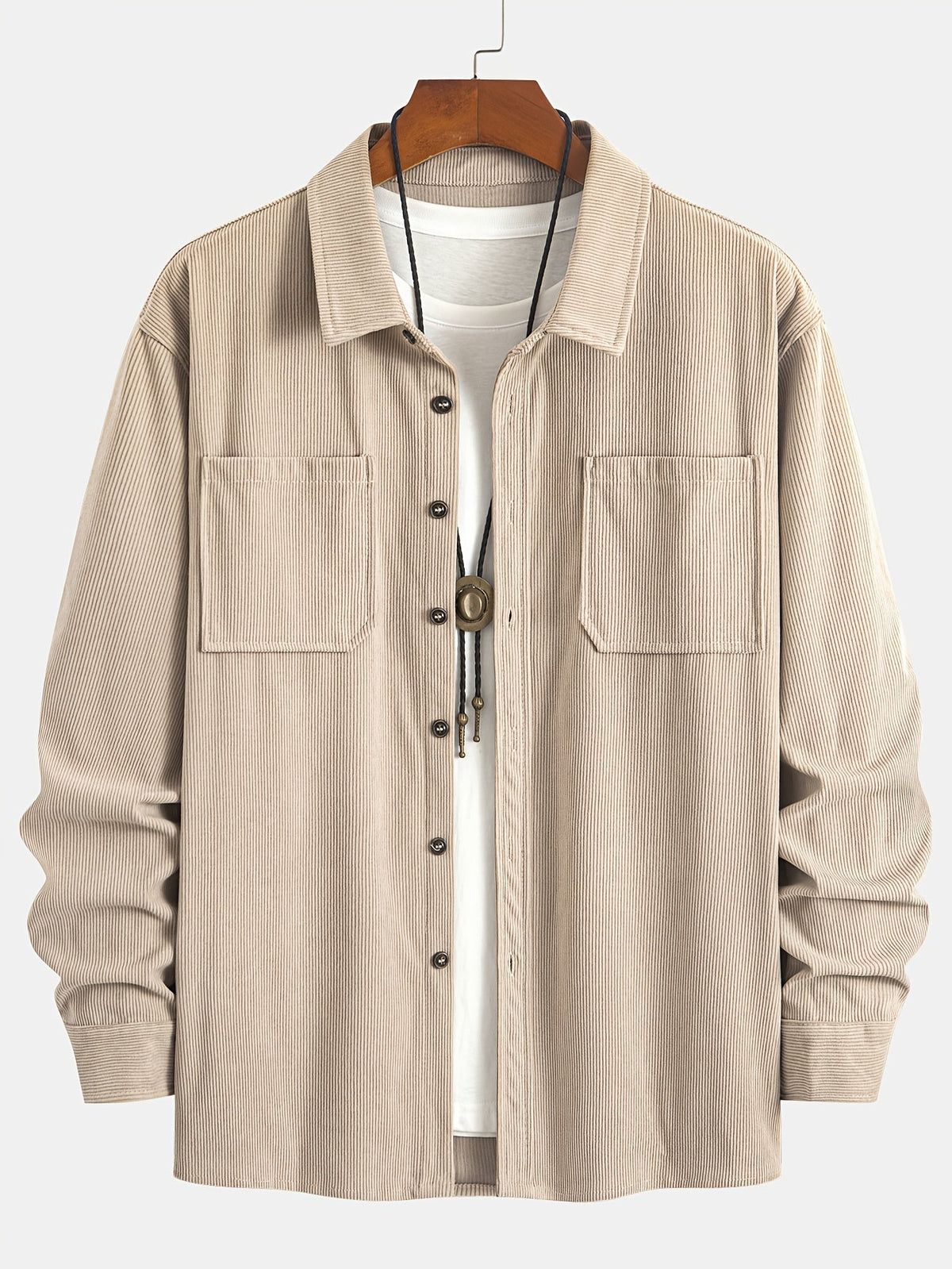 Men's Long-Sleeve Overshirt Button-Up Pocketed Casual Everyday Style
