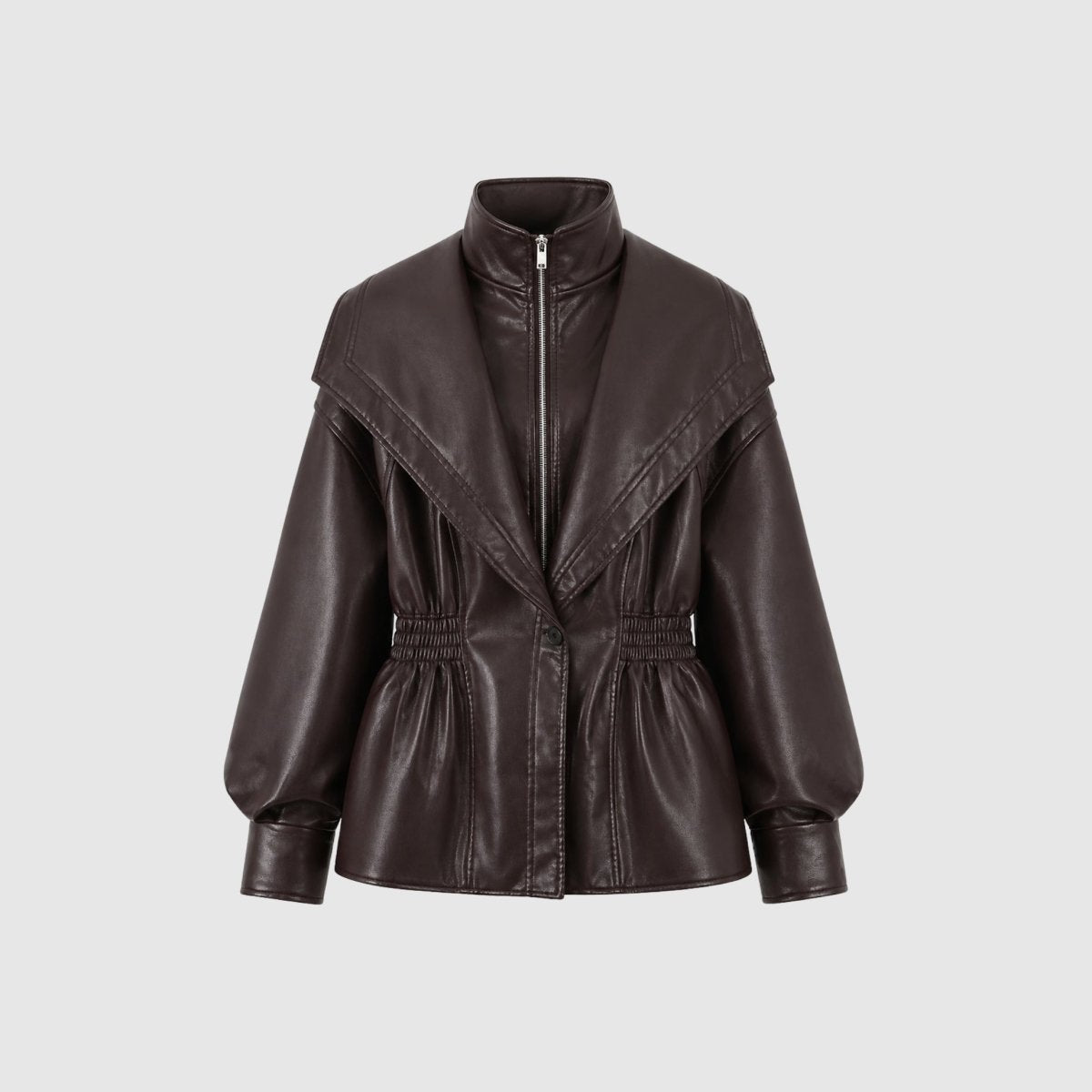 Women's Tailored Leather Jacket Notch Lapel Fitted Casual Everyday Stylish
