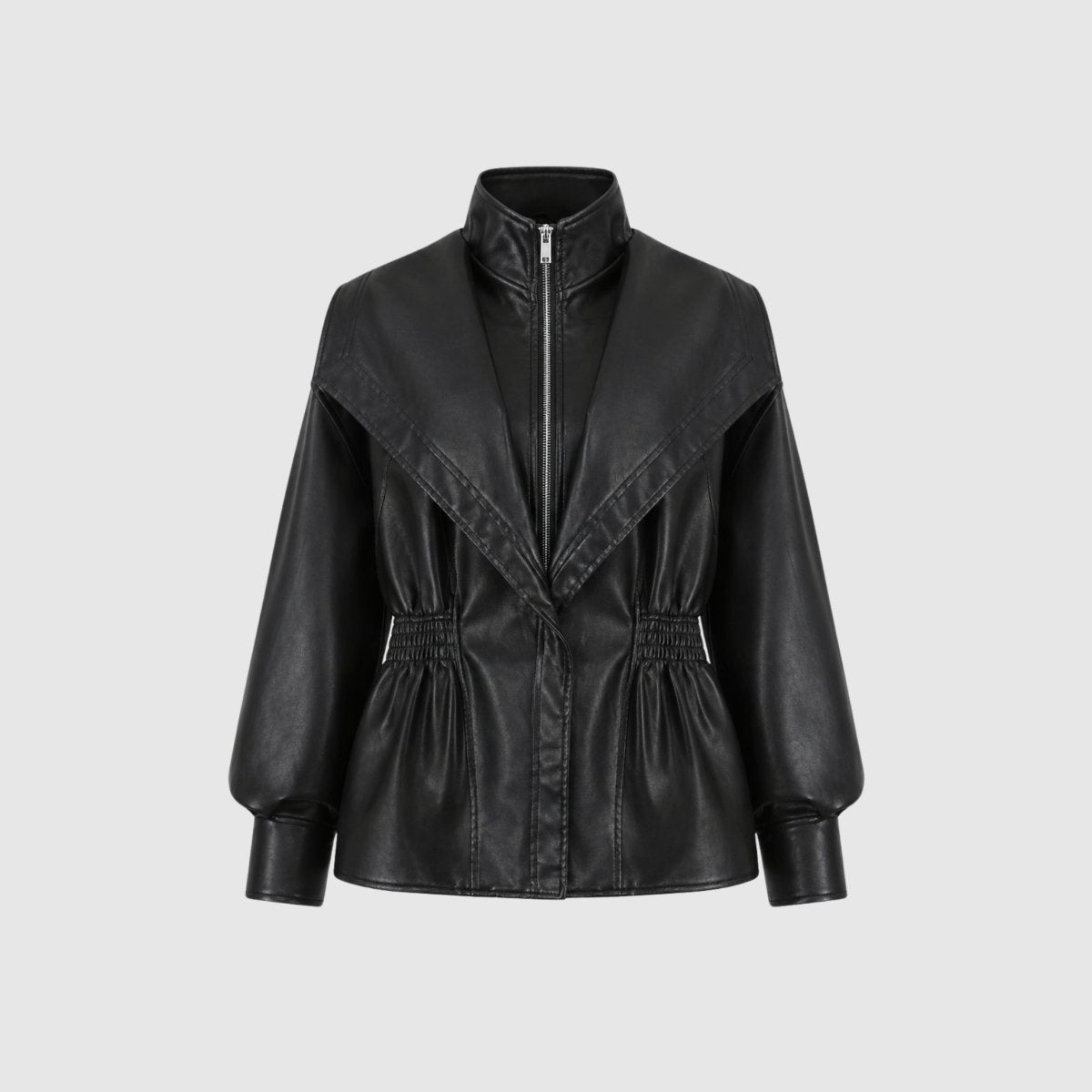 Women's Tailored Leather Jacket Notch Lapel Fitted Casual Everyday Stylish