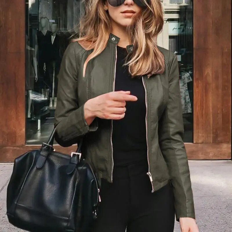 Women's Cropped Signature Jacket Draped Fit Asymmetrical Closure Stylish Layering