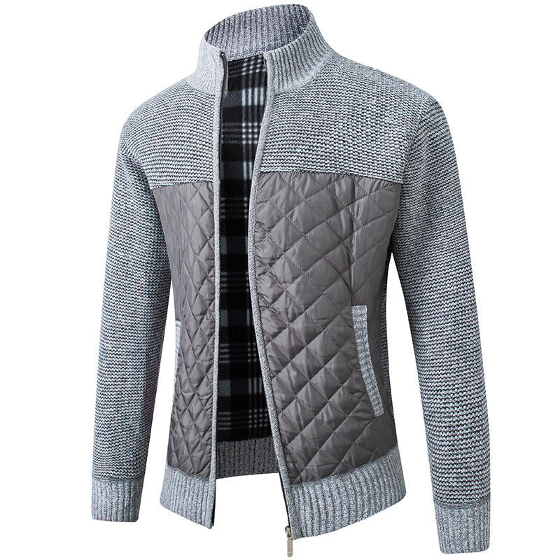 Men's Cardigan Jacket Stand-Up Collar Front Pockets Casual Layering