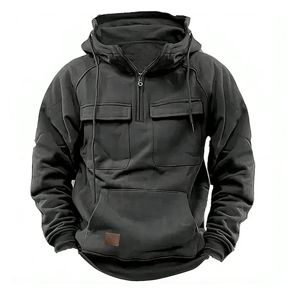 Men's Tactical Hoodie Relaxed Fit Long Sleeve Adjustable Hood Outdoor Performance