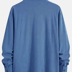 Men's Long-Sleeve Overshirt Button-Up Pocketed Casual Everyday Style