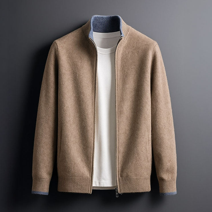 Men's Zip-Up Jacket Slim Fit Long Sleeve Stand Collar Casual Everyday