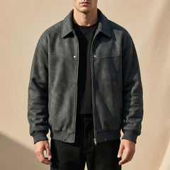 Men's Classic Biker Jacket Zip Front Notched Collar Casual Everyday Wear