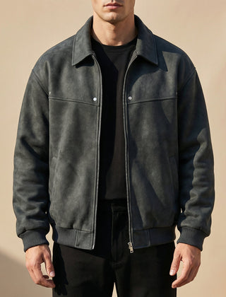 Men's Classic Biker Jacket Zip Front Notched Collar Casual Everyday Wear