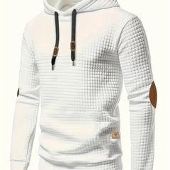 Men's Casual Waffle-Knit Hoodie Long Sleeve Relaxed Fit Everyday Wear