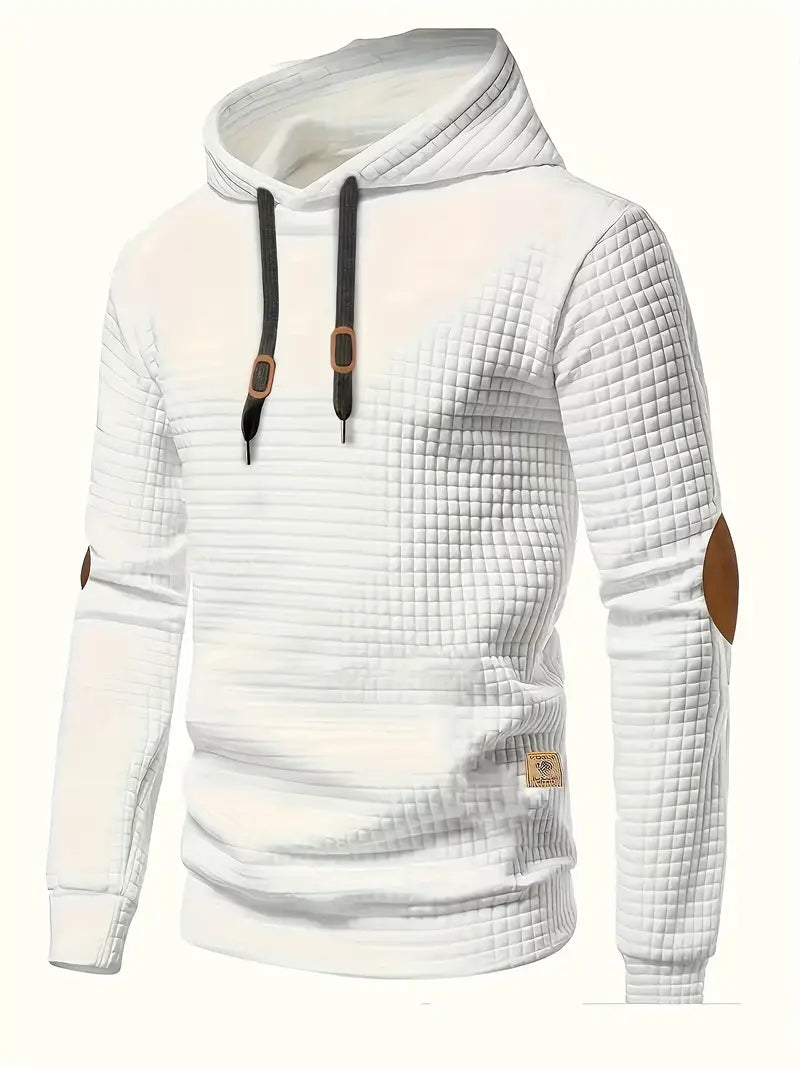 Men's Casual Waffle-Knit Hoodie Long Sleeve Relaxed Fit Everyday Wear